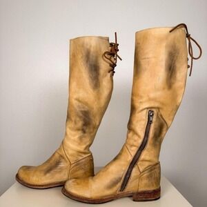 Bed Stu Goodyear Tan Leather Riding Boots Size 7 Genuine Leather Tall Boots
